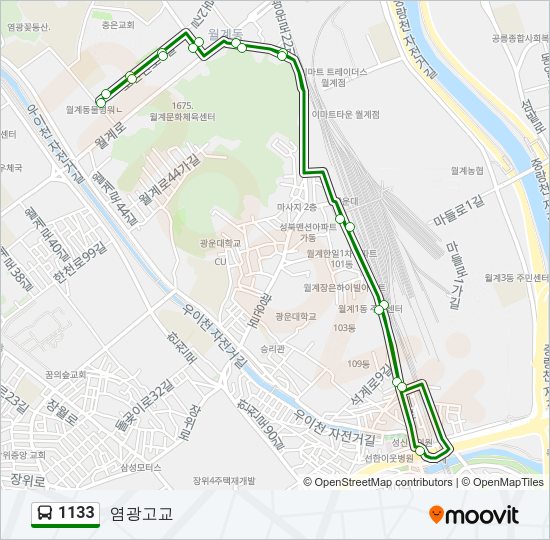1133 버스 노선 지도