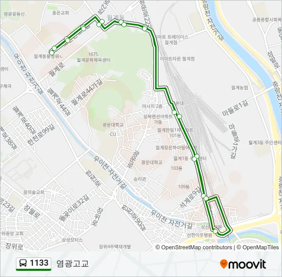 1133 Bus Line Map