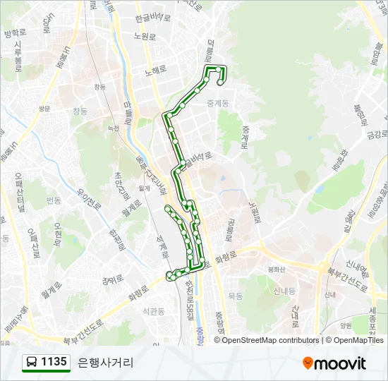 1135 버스 노선 지도