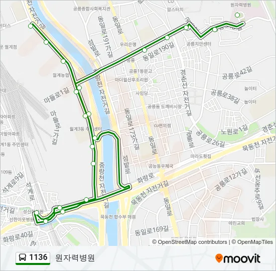 1136 버스 노선 지도