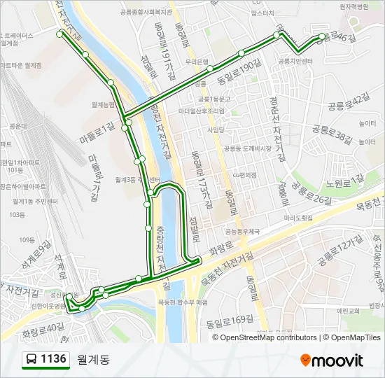 1136 버스 노선 지도