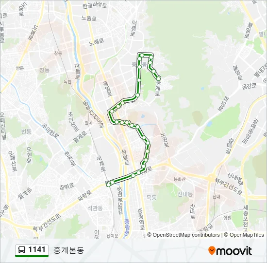 1141 버스 노선 지도