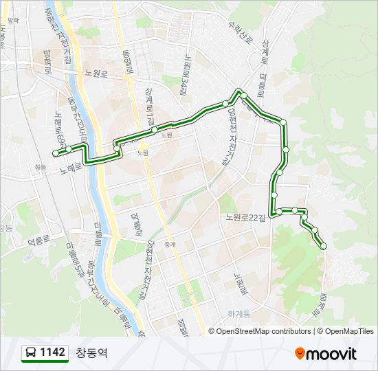 1142 버스 노선 지도