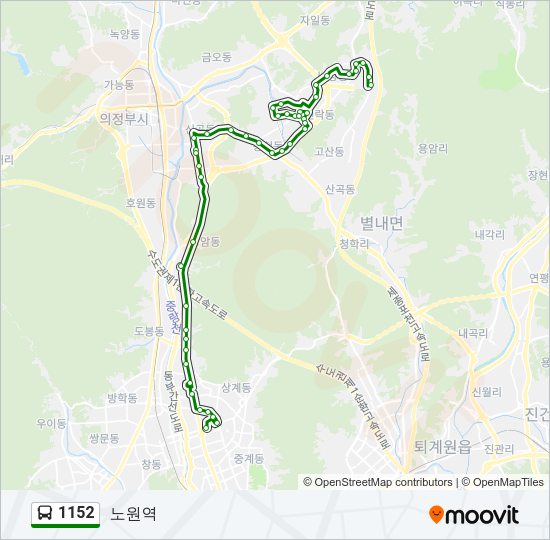 1152 버스 노선 지도