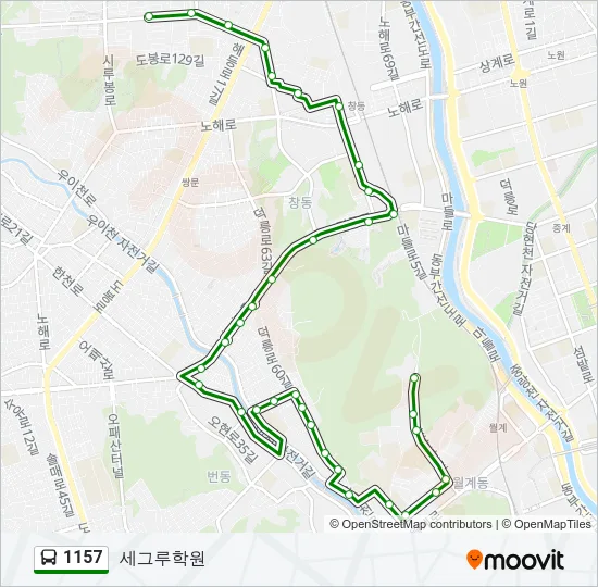1157 버스 노선 지도