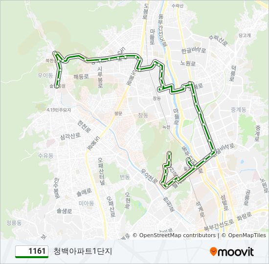 1161 bus Line Map
