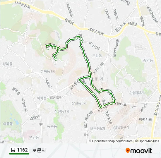 1162 버스 노선 지도