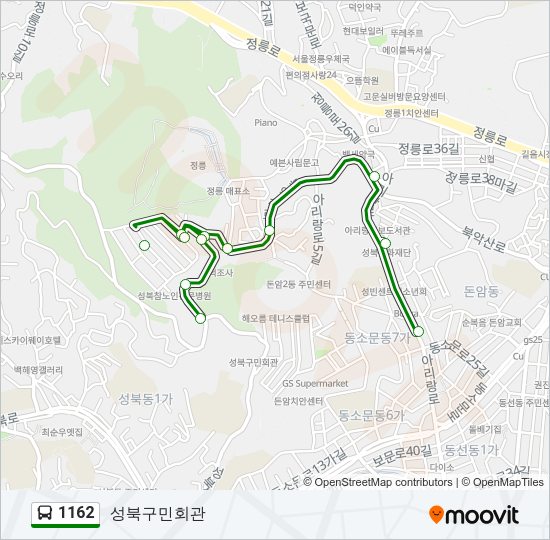 1162 버스 노선 지도