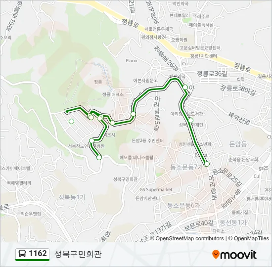 1162 버스 노선 지도