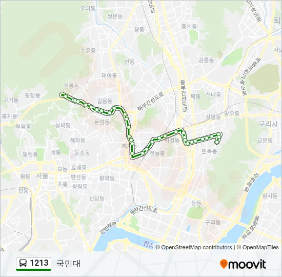 1213 버스 노선 지도