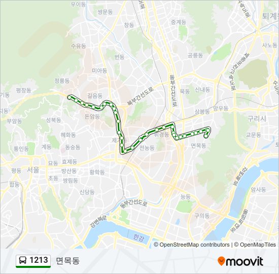1213 버스 노선 지도