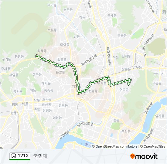 1213 bus Line Map