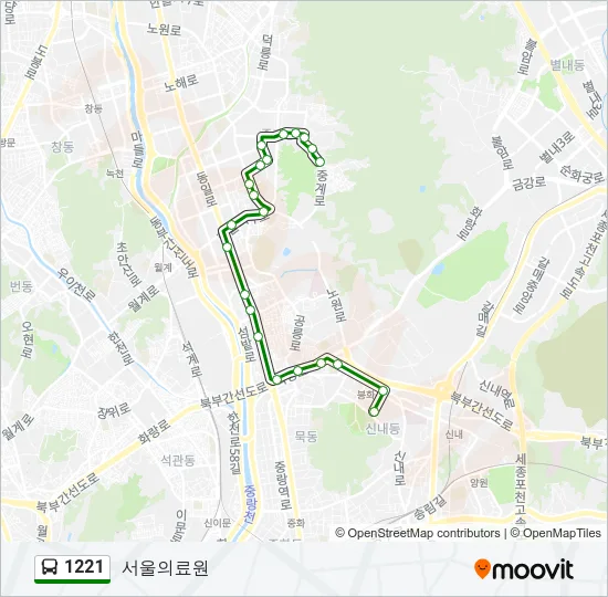1221 버스 노선 지도