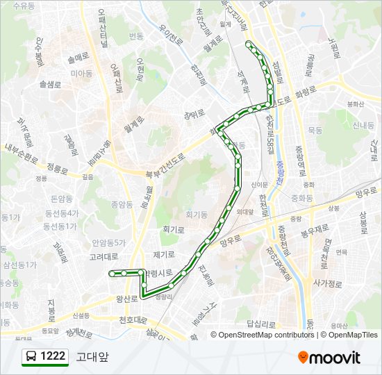 1222 버스 노선 지도