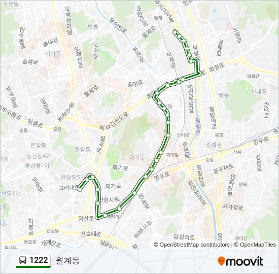 1222 버스 노선 지도