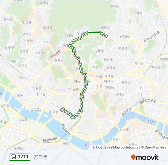 1711 bus Line Map