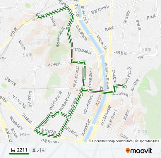 2211 버스 노선 지도
