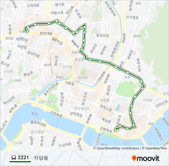 2221 버스 노선 지도
