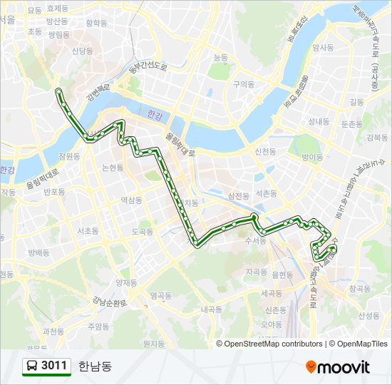 3011 버스 노선 지도