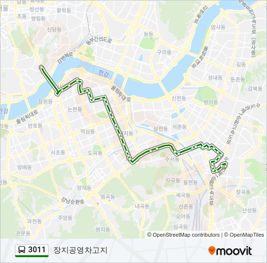 3011 버스 노선 지도