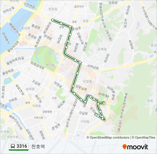 3316 버스 노선 지도