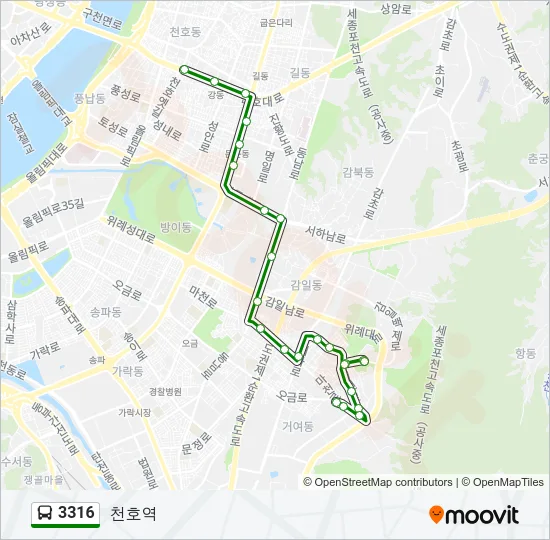 3316 버스 노선 지도