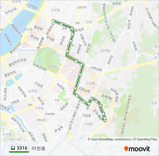3316 버스 노선 지도