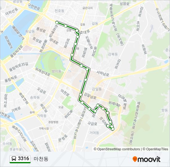 3316 bus Line Map