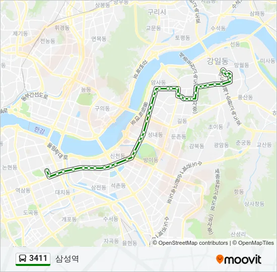 3411 버스 노선 지도