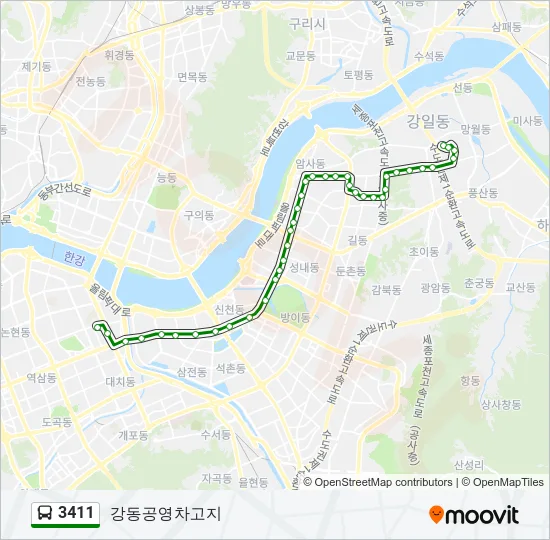 3411 버스 노선 지도