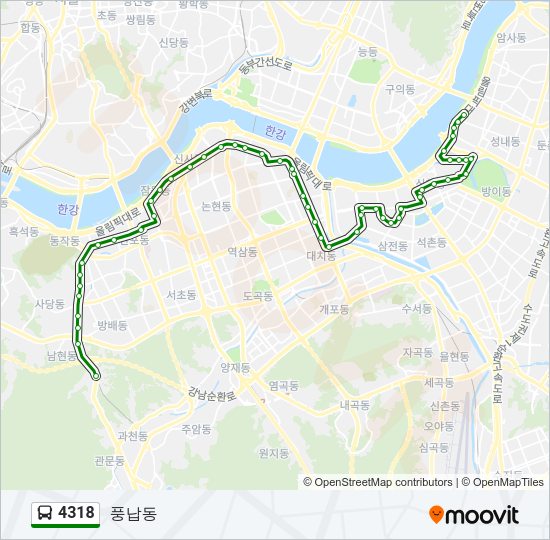 4318 버스 노선 지도