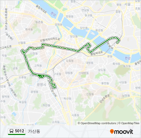 5012 버스 노선 지도