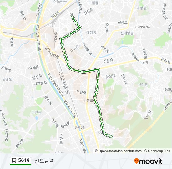 5619 버스 노선 지도