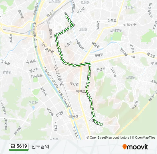 5619 버스 노선 지도