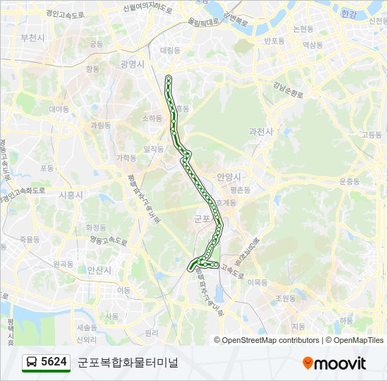 5624 버스 노선 지도