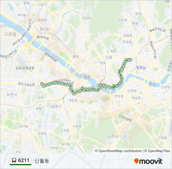 6211 버스 노선 지도