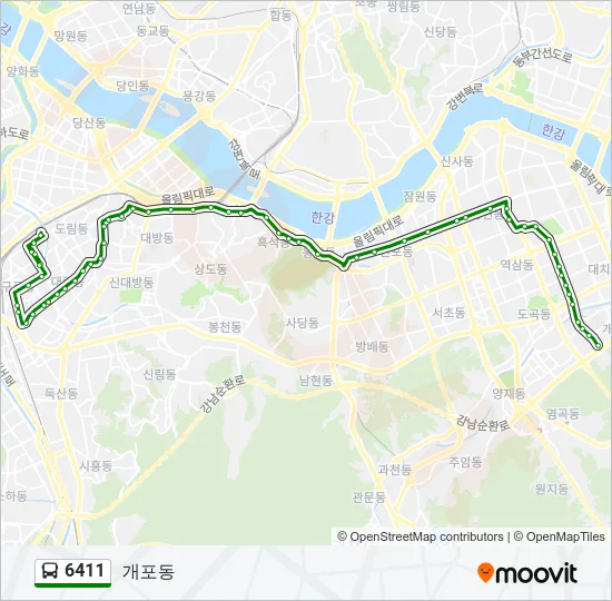 6411 버스 노선 지도