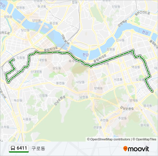 6411 버스 노선 지도