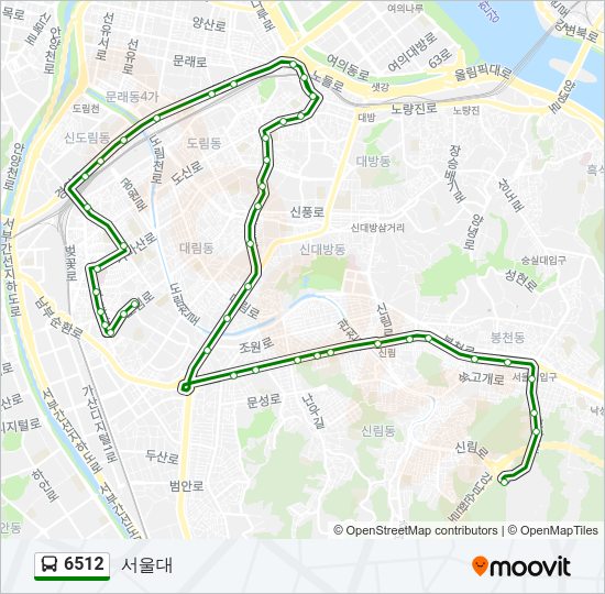 6512 버스 노선 지도