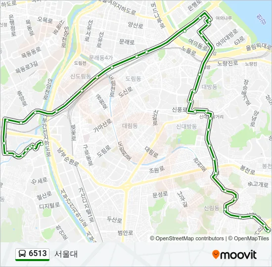 6513 버스 노선 지도