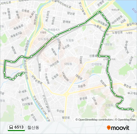 6513 버스 노선 지도