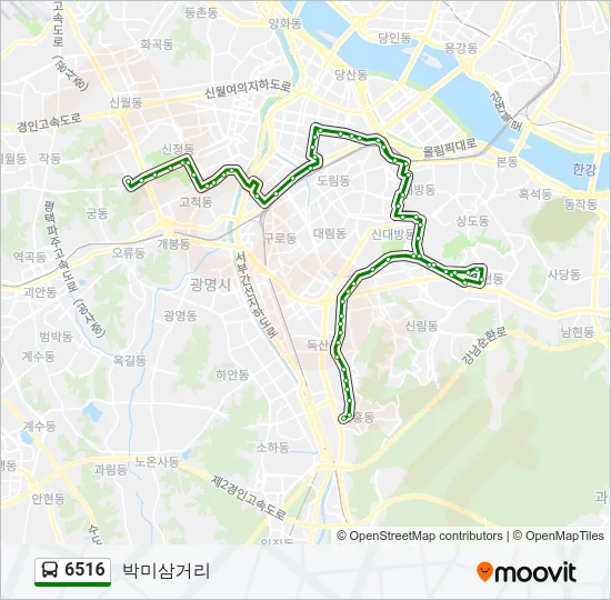 6516 버스 노선 지도