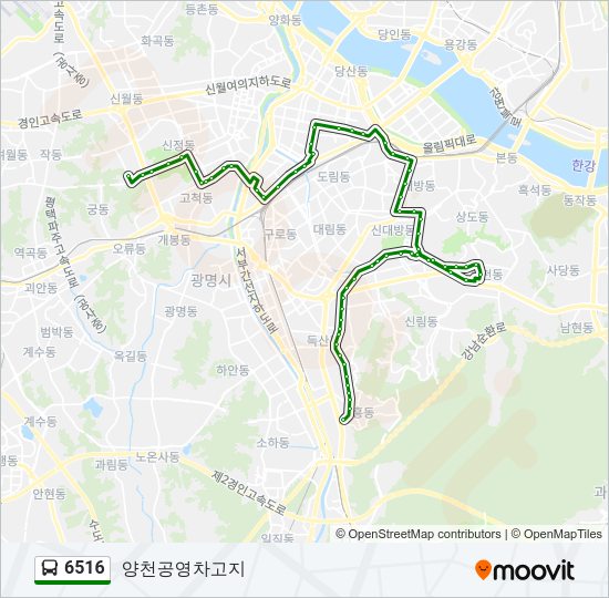 6516 버스 노선 지도