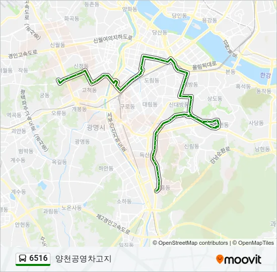 6516 버스 노선 지도