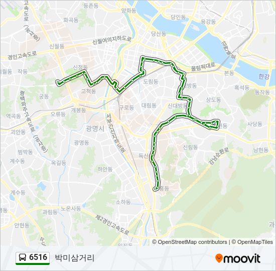 6516 bus Line Map