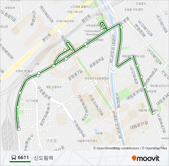 6611 버스 노선 지도