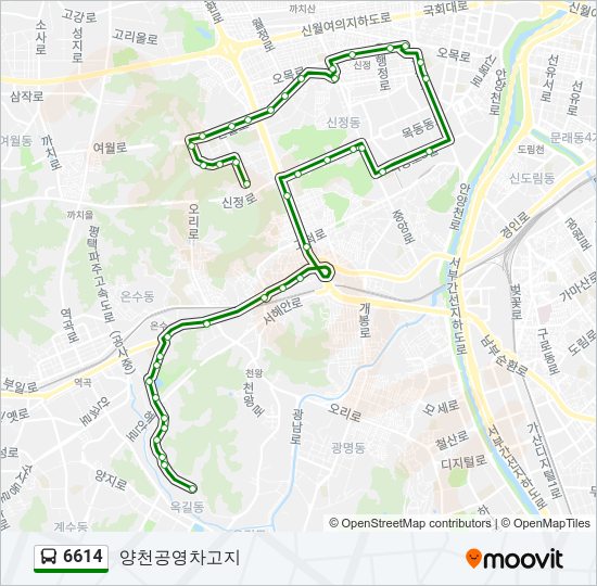 6614 버스 노선 지도