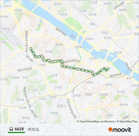 6628 버스 노선 지도