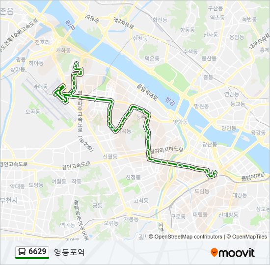6629 버스 노선 지도