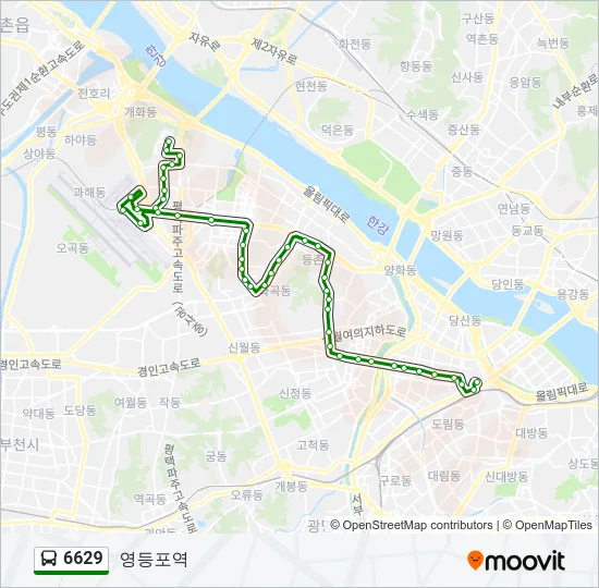 6629 버스 노선 지도